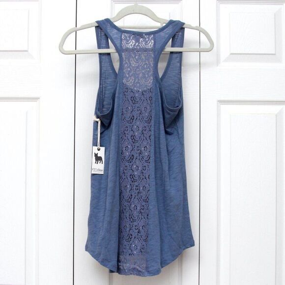 P.J. Salvage Demin Crochet Inset Tank Women's Size S Color Denim NWT - Picture 1 of 8